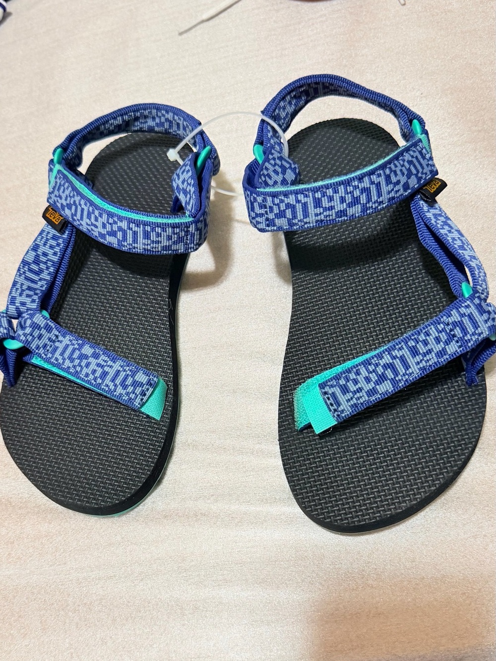 Teva Kids Blue Patterned Strap Sandals with Teal Accents
